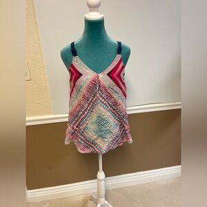 Single‎ Los Angeles 100% Silk Boho Handkerchief Hem Tank Top – Size M